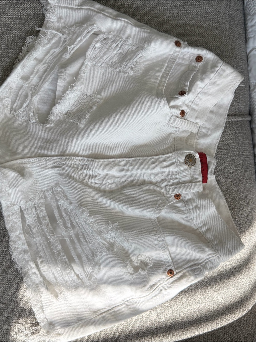 American Threads White Distressed Denim Jean Shorts